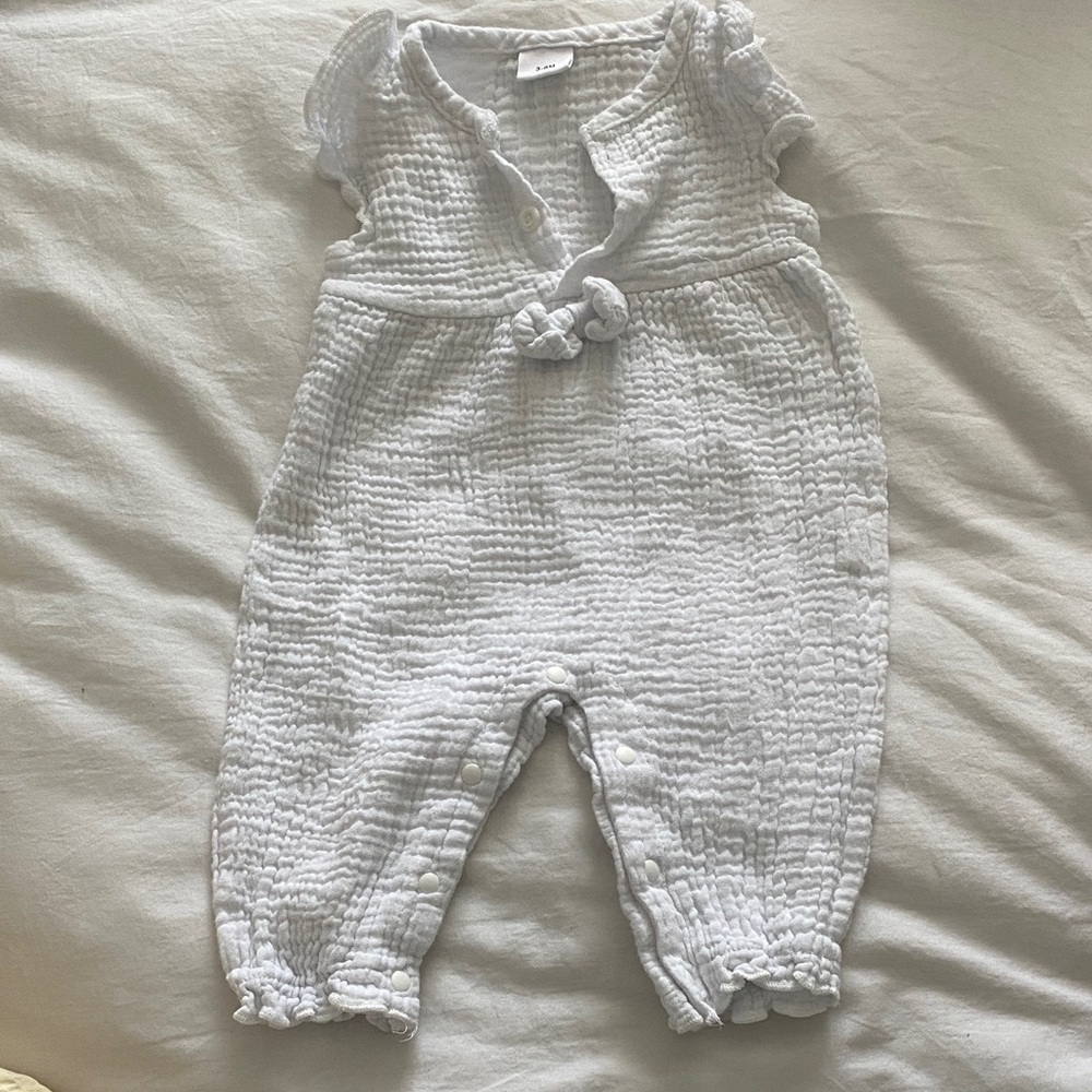 White Gauze Baby Romper